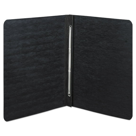 Pressboard Report Cover With Tyvek Reinforced Hinge, Two-Piece Prong Fastener, 3" Capacity, 8.5 X 11, Black/black | Bundle of 5 Each
