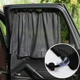 thumbnail image 1 of Cortina de malla para parasol de coche para ventanillas laterales | Protector solar y aislante térmico de gasa negra | Ajuste universal con ventosas y cordón ajustable | Parasol de verano par, 1 of 5