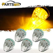 Partsam 5X Roof Running Top Marker Light Clear Amber 17 LED Clear Lens Replacement for Kenworth Peterbilt Freightliner Mack