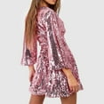 thumbnail image 4 of Busydd Womens Dresses Long Sleeve Saprkly Sequin Dress Homecoming V Neck Bodycon Mini Dress Party Prom Cocktail Glitter Dress, 4 of 6