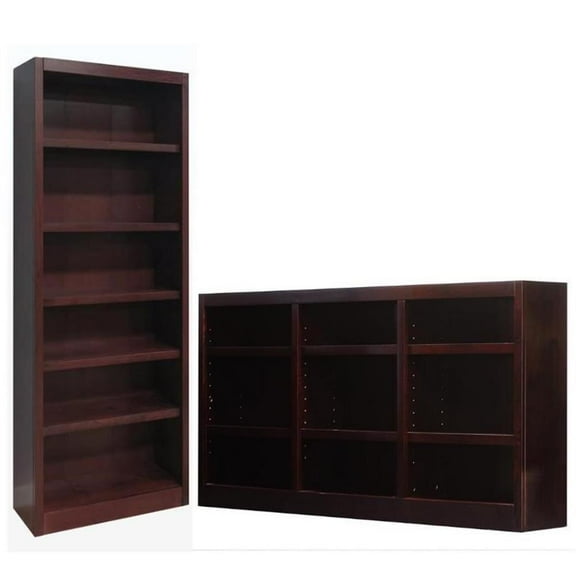 Home Square 2-Piece Set with 84" Tall 6-Shelf Bookcase & Tall Triple Bookcase