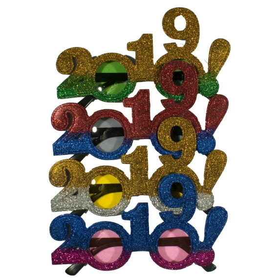 4 Pack Of 2019 New Years Eve Party Glasses (Two Tone Glitter!)
