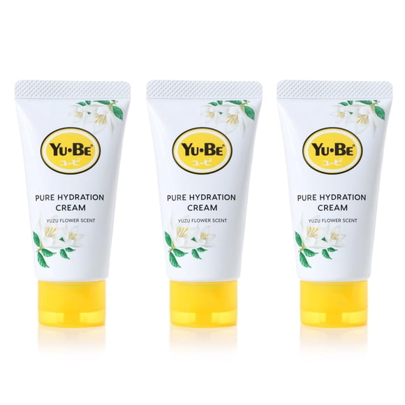 Yu-Be Yuzu Pure Hydration Cream (Trio): Crema para cuerpo y manos - Crema vegana para el cuidado de la piel sensible y seca - Extracto calmante de flor de Yuzu - Hidratante de día y noche - 1.35 onzas