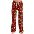 thumbnail image 5 of Women Christmas Print Lounge Pants Drawstring Soft Sleepwear Holiday Pajama Bottoms Comfy Homewear Trousers for Holiday Mornings, 5 of 6