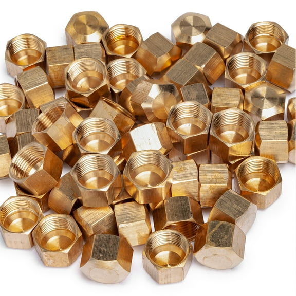 LTWFITTING 1/2" Brass Compression Cap Stop Valve Cap,Brass Compression Fitting(Pack of 60)