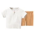 thumbnail image 1 of LIJCC Ensemble Décontracté d'Été pour Bébé Fille en Coton et Lin à Manches Courtes Col Rond T-Shirt et Shorts 2 Pcs (Jaune, 5-6 Ans), 1 of 9