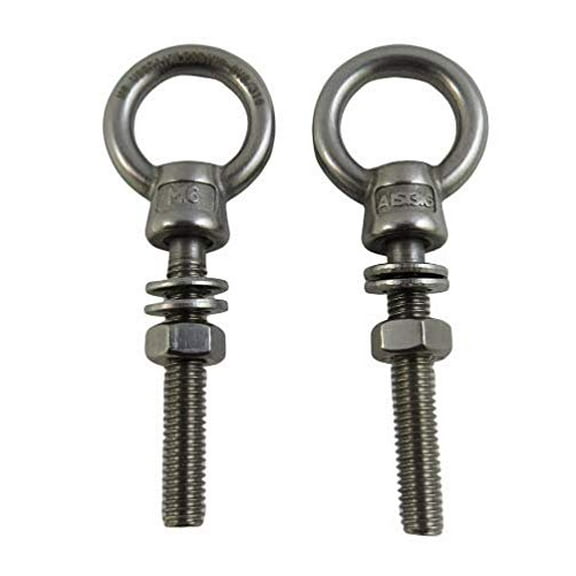 2 Pieces Stainless Steel 316 (Shape Type 307) M6 Lifting Eye Bolt 6mm x 40mm Marine Grade