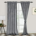 thumbnail image 2 of XWZO 96 inch Grey Velvet Curtains with Tiebacks - Blackout Thermal Insulated Rod Pocket Window Drapery for Living Room & Bedroom, 52"W x 96"L, 2 Panels, 2 of 9
