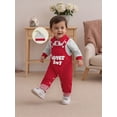 thumbnail image 4 of BemeyourBBs Newborn Baby Boy My First Valentine Outfits Infant Spring Clothes Stripe Romper Heart in Truck Embroidery Overalls Jumpsuit Hat Set, 4 of 9