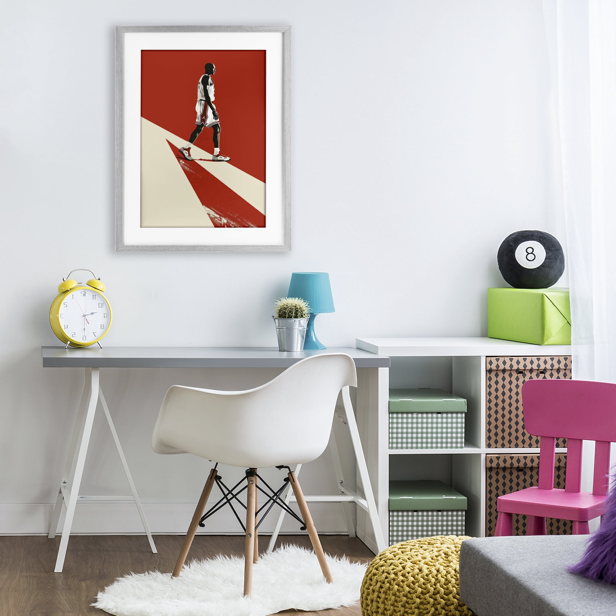 Stupell Industries Retro Basketball Legend Gray Framed Print Under Glass, design by Ray Powers