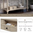 thumbnail image 4 of Tcbosik Farmhouse Console Table with 2 Drawers for Entryway, Rustic Sofa Table with Open Storage Shelf, Hallway Table for Bedroom & Living Room, Retro Gray, 4 of 10