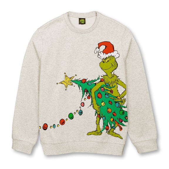 Mens The Grinch Christmas Tree Lights Sweatshirt