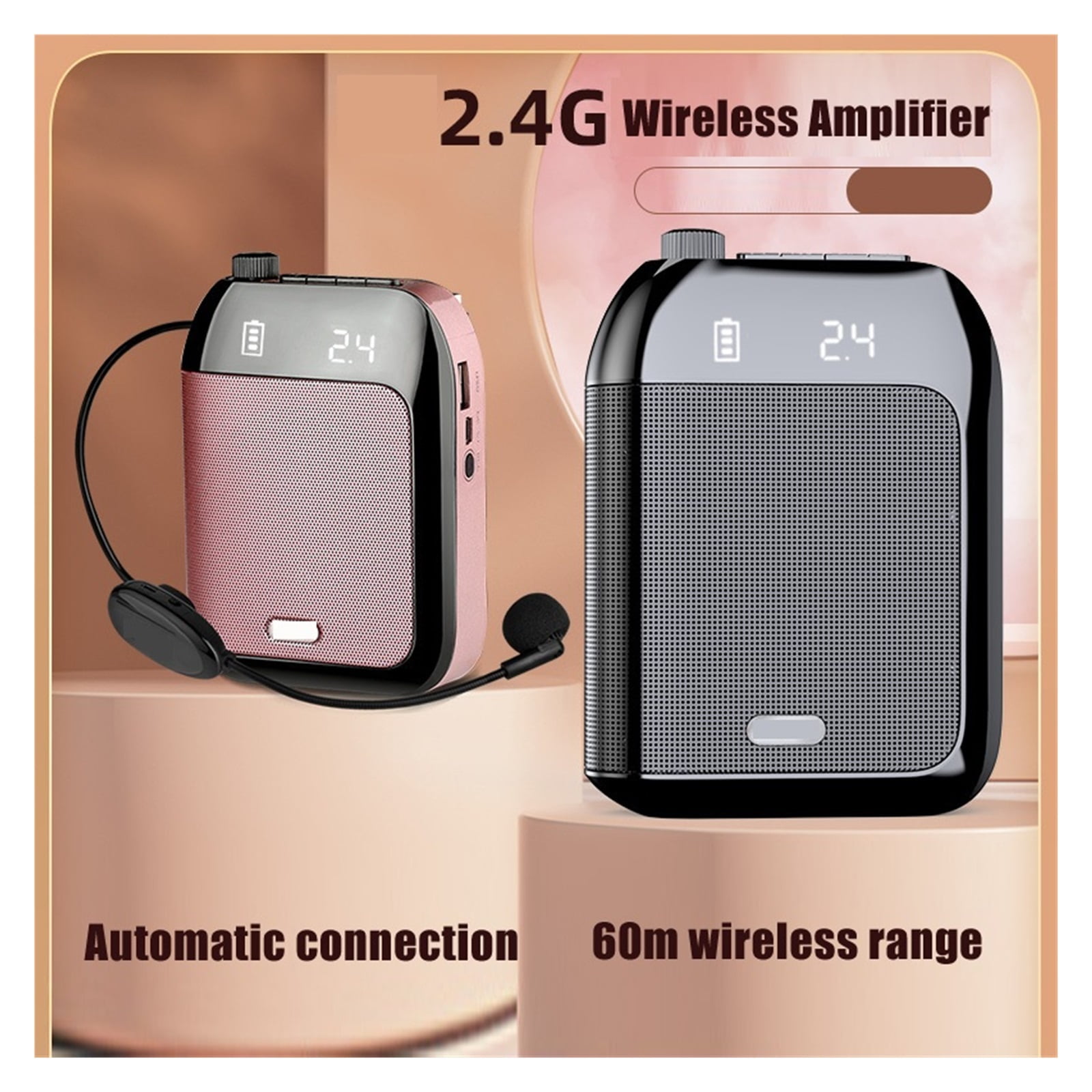 2.4G 15W Wired/Wireless Voice Amplifier Portable For Teaching Lecture Tour Guide TF UDisk Megaphone Microphone Speaker ,Powerful Voice Amplifier