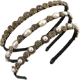 thumbnail image 1 of Diademas finas con perlas y diamantes de imitación, diademas elásticas con aro de Metal envuelto en tela para el pelo, tocado barroco, 3 uds., 1 of 5