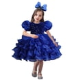 thumbnail image 5 of Vestido de princesa con mangas abullonadas y lentejuelas para niños, vestido de boda, pasarela, disfraz de presentadora, 5 of 5