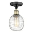 thumbnail image 3 of Innovations Lighting  Edison Belfast - 1 Light 6" Semi-Flush Mount Deco Swirl/Black Antique Brass, 3 of 5