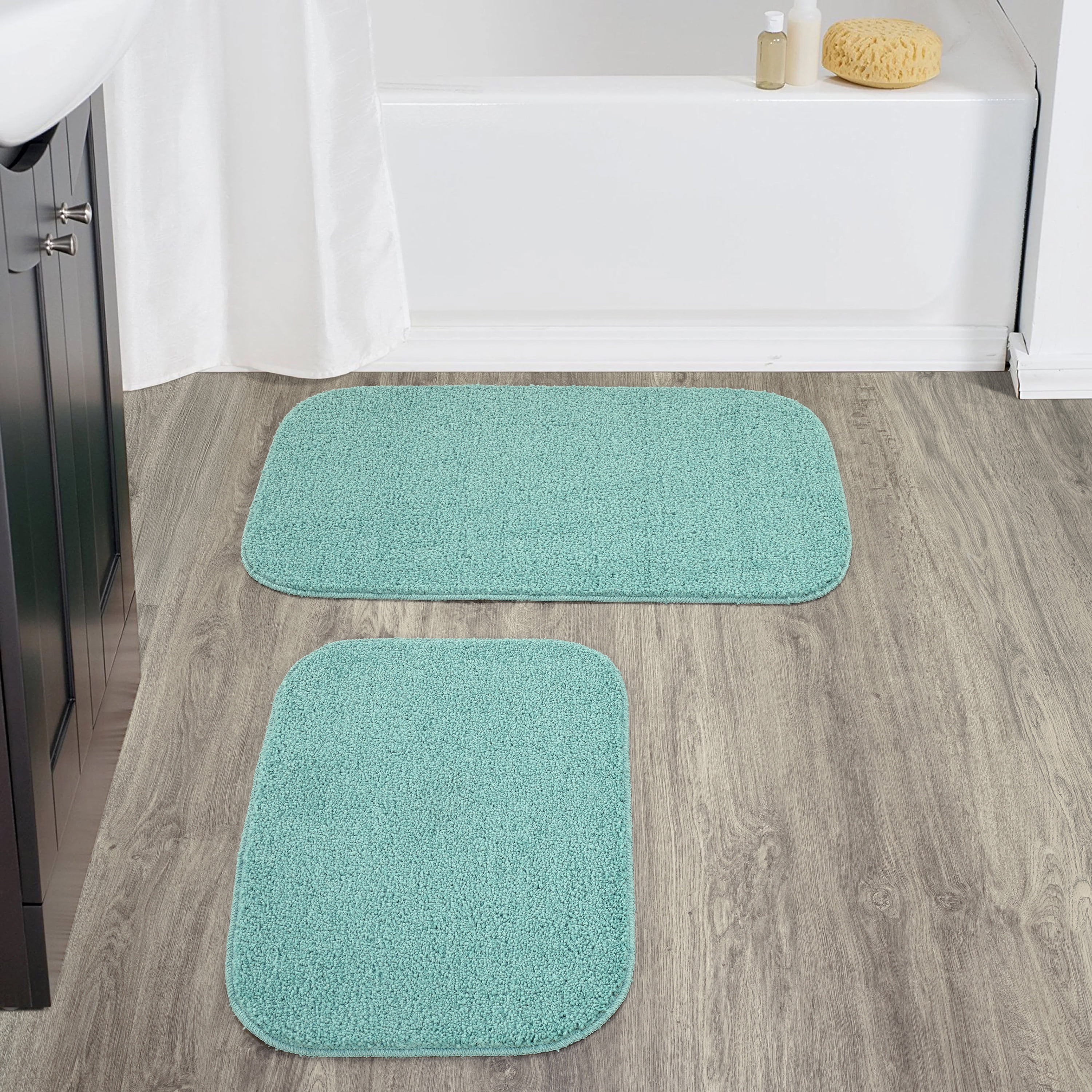 Garland Rug Gramercy Washable Bath Rug Set, 2 Piece (20"x34" & 17"x24") Sea Foam