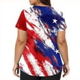 thumbnail image 4 of 250th Anniversary USA Womens Scrub Tops Loose V Neck USA Flag Print Scrubs Short Sleeve 4th of July Celebration Party Scrub Shirts Nursing Workwear Medical Nurse Uniform with Pockets Blue XL, 4 of 5