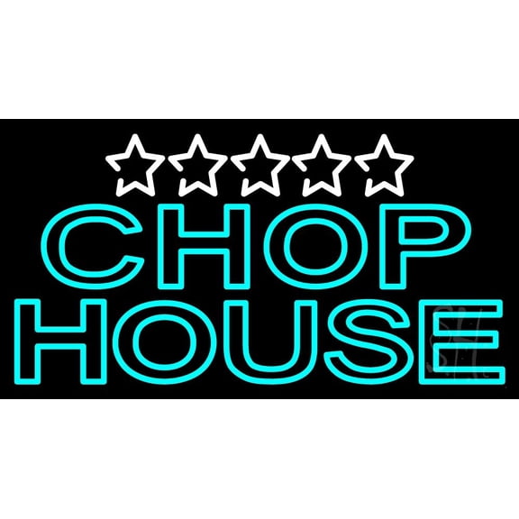 Double Stroke Green Chophouse LED Neon Sign 20 x 37 - inches, Black Square Cut Acrylic Backing, with Dimmer - Bright and Premium built indoor LED Neon Sign for restaurant window and interior decor.