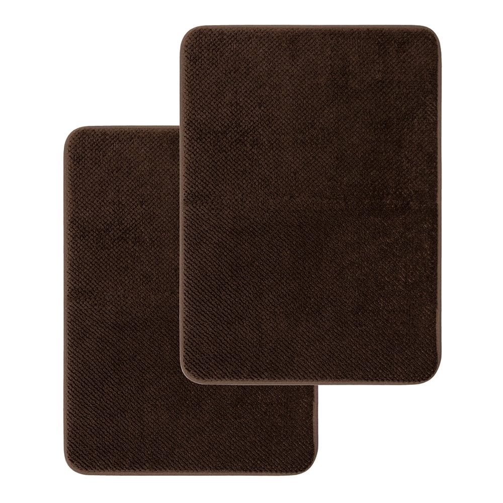 Mainstays 2pk. Foam Bath Solid Bath Rug, Brown Basket, 17'x23.5