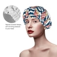 thumbnail image 2 of KLL Popcorn On Blue Lines Pattern Shower Cap & Bath Cap for Women,Reversible Oversized Waterproof Shower Caps for all Hair Lengths,Elastic Reusable Bathing Hair Cap, 2 of 6