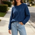 thumbnail image 4 of Xdegoge Womens Cable Knit Sweaters Crew Neck Long Sleeve Pullover Casual Relaxed Fit Cozy Fall Winter Warm Vintage Chunky Jumper Tops Everyday Fashion Knitwear, 4 of 8
