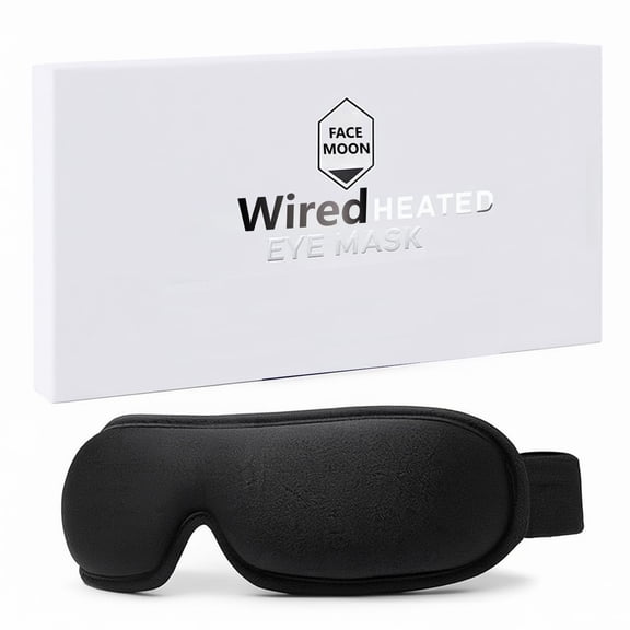 FACEMOON USB Heated Eye Mask, Warm Compress Therapy for Dry Eye Relief, Timer Option, Black