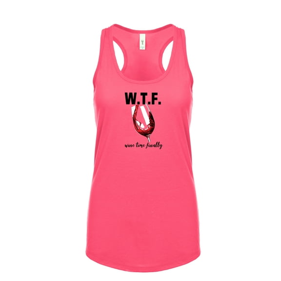 Trenz Shirt Company WTF Wine Time Finally with Wine Glass Funny Womans Adult Sleeveless Ta