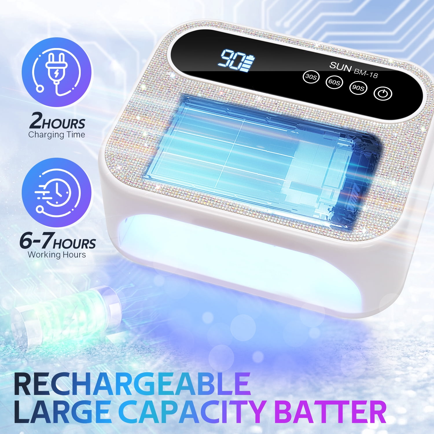Rechargeable UV LED Nail Lamp 168W with 42 LEDs – PRYZUNA Cordless Gel Nail Dryer with Smart Sensor & Timers for Manicure & Pedicure