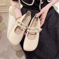 thumbnail image 1 of Cómodos zapatos planos de fondo suave 2023 punta redonda con hebilla zapatos planos de moda de cuero Pu zapatos de tacón bajo elegantes para mujer36 Gao Jinjia LED, 1 of 2