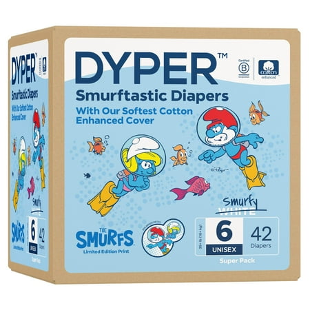 DYPER Cotton-Enhanced Diapers Smurfs Edition, Size 6, 42 Count (Select for More Options)