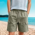 thumbnail image 2 of Angala Boys Shorts Solid Elastic Waist Cargo Shorts Summer Lightweight Relaxed Fit Dailywear Boys Shorts Size 5-6 Years Green, 2 of 9