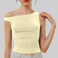 thumbnail image 2 of RMGVDSD Womens Summer Tops Solid Color Womens T-Shirt Off The Shoulder Tops Going Out T Shirts Crop Tank Top Fashion Clothes Soft Fashion Tops, 2 of 4