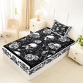 thumbnail image 4 of Homewish Spooky Skull Skeleton Twin Sheets,Hipple Damask Floral Bedding,Halloween Bed Set,3-Piece,1 Fitted Sheet and 1 Pillowcase, 4 of 6