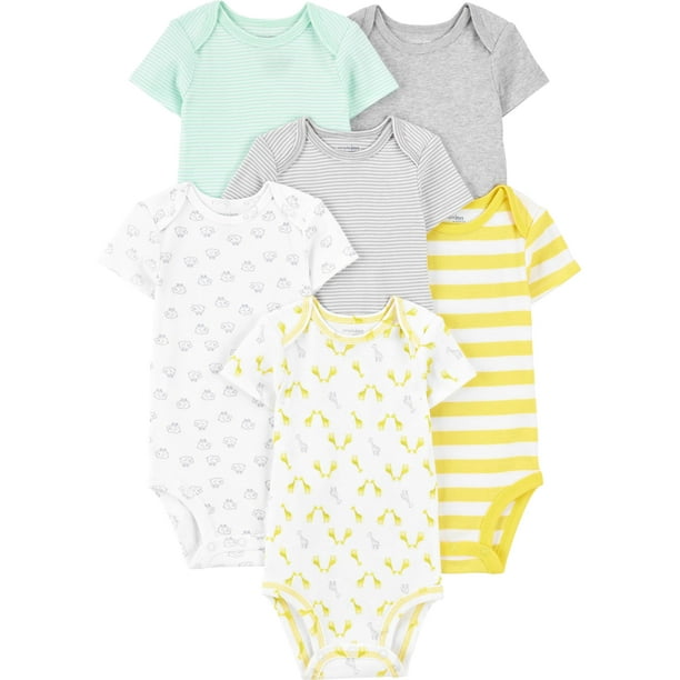 Bodysuit Simple Joys by Carter's unisex para recién nacidos, paquete de 6