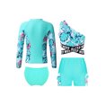 thumbnail image 2 of YUUMIN Kids Girls 4 Pcs Rash Guard Sets Athletic Tankini Swimsuits Upf 50+ Swim Coat Bikini Swimwer Green 8, 2 of 5