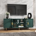 thumbnail image 4 of HLR Modern 66" TV Stand, for TVs up to 75", Living Room Entertainment Center with Glass Storage Cabinet, Green, 4 of 13