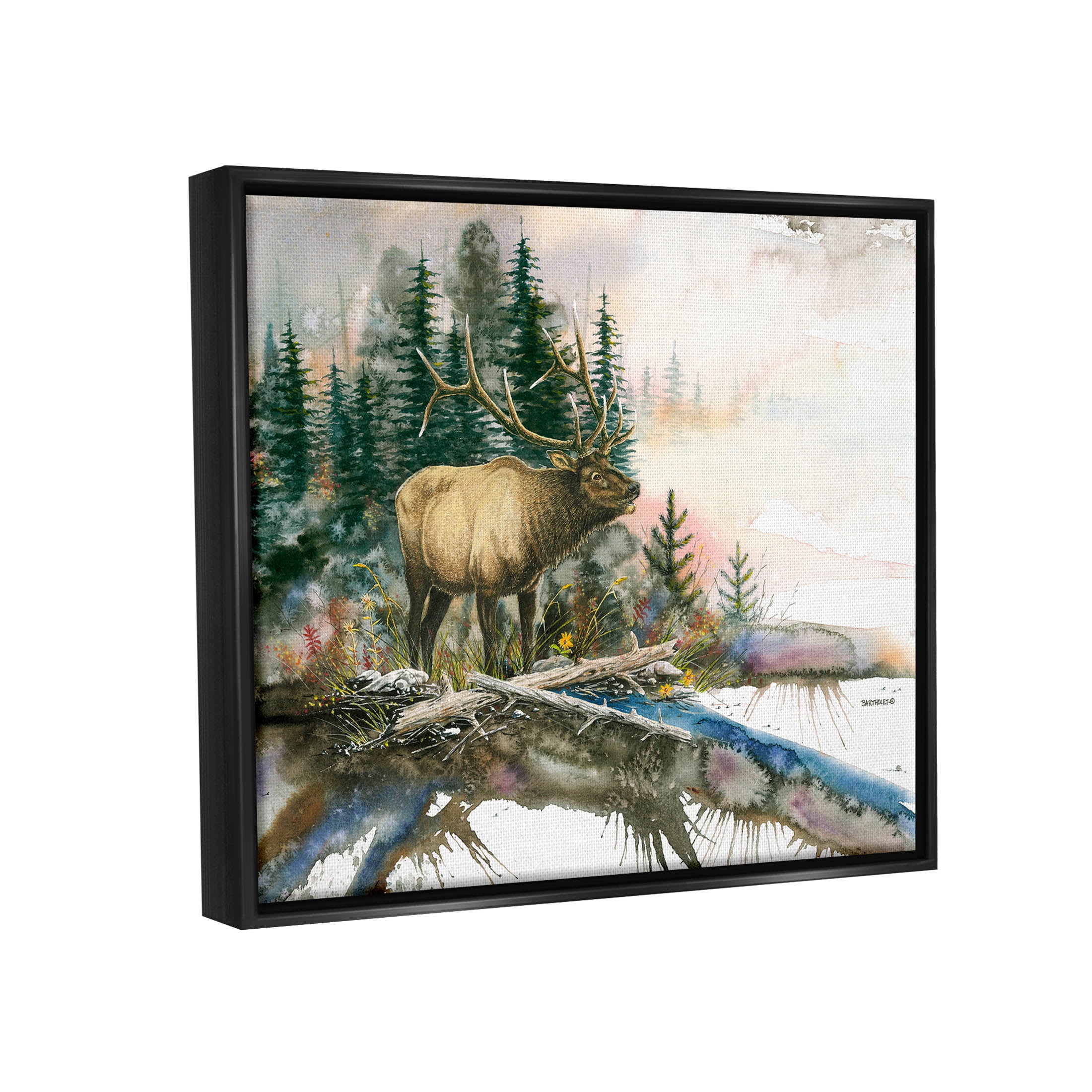 Moose Woodland Nature Composition Animals & Insects Graphic Art Jet Black Framed Art Print Wall Art