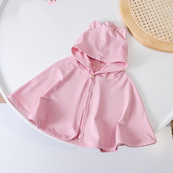 Spazoro Girls UPF 50 Sun Protection Jacket, Lightweight Breathable Quick Dry Hooded Zip Up Fashion Clothes for Outdoor Pink Size 1-2