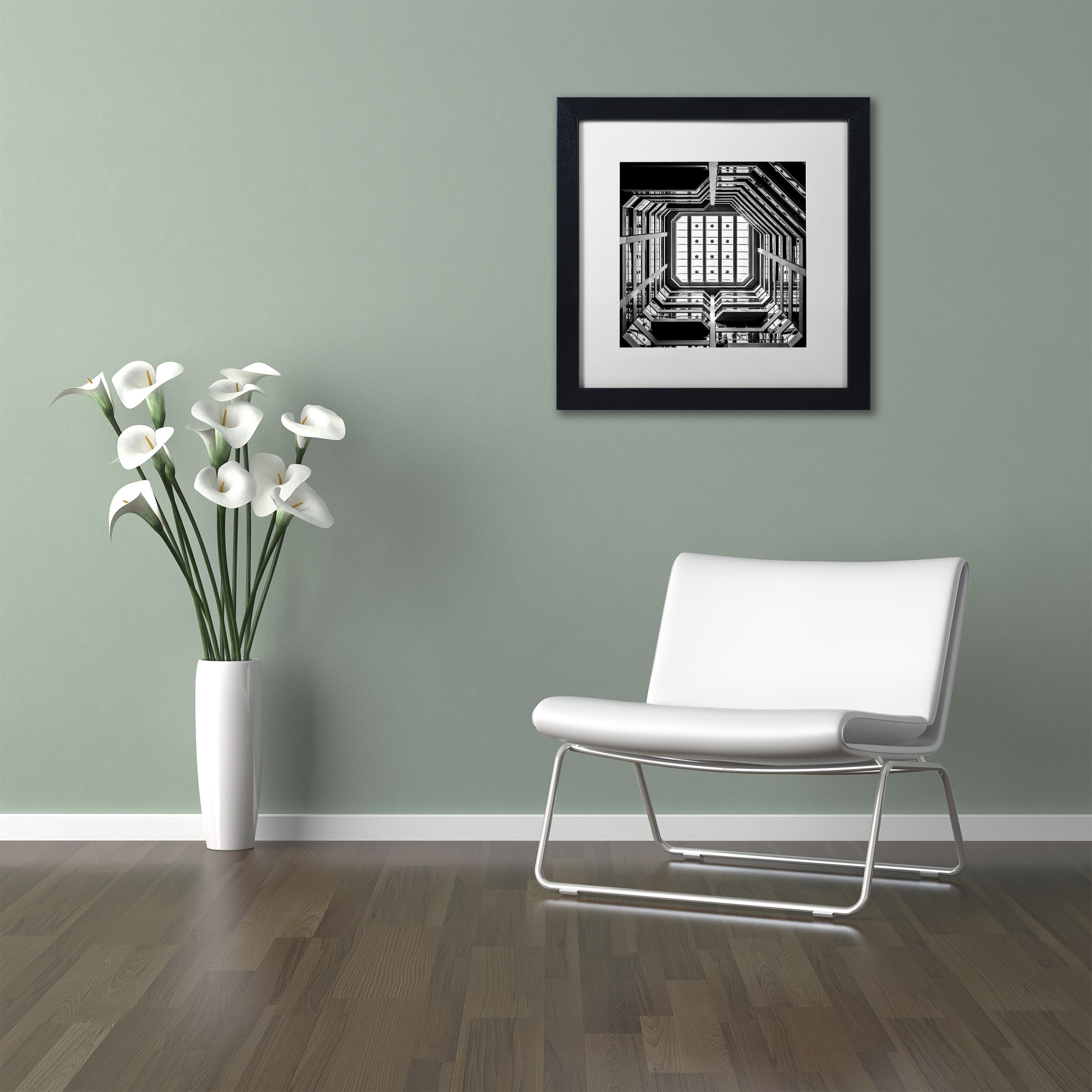 Trademark Fine Art "Ceiling View" Canvas Art by Dave MacVicar, White Matte, Black Frame