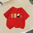 thumbnail image 2 of Virmaxy (2-14y) Kids Boys Girls Cute Cat Printed Shirt Unisex Toddler Round Neck Blouses Tops 2025 Summer Cotton Loose Fit Crewneck Blouses Tops Red-1 12 Years, 2 of 3