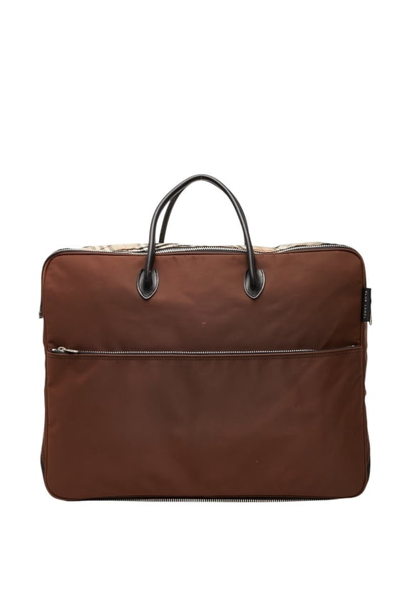 Pre-Owned Burberry Nova Check Handbag in Beige and Brown Nylon Leather for Women. (Good)