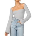 thumbnail image 1 of ORUYROP Pull pour Femmes Col Cœur Bustier Côtelé Corset Tricoté Manches Longues, 1 of 7