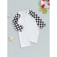 thumbnail image 5 of Hirigin Toddler Baby Boy Swimsuit Checkered One Piece Swimwear Long Sleeve Zipper Rash Guard Beach Bathing Suit, 5 of 8