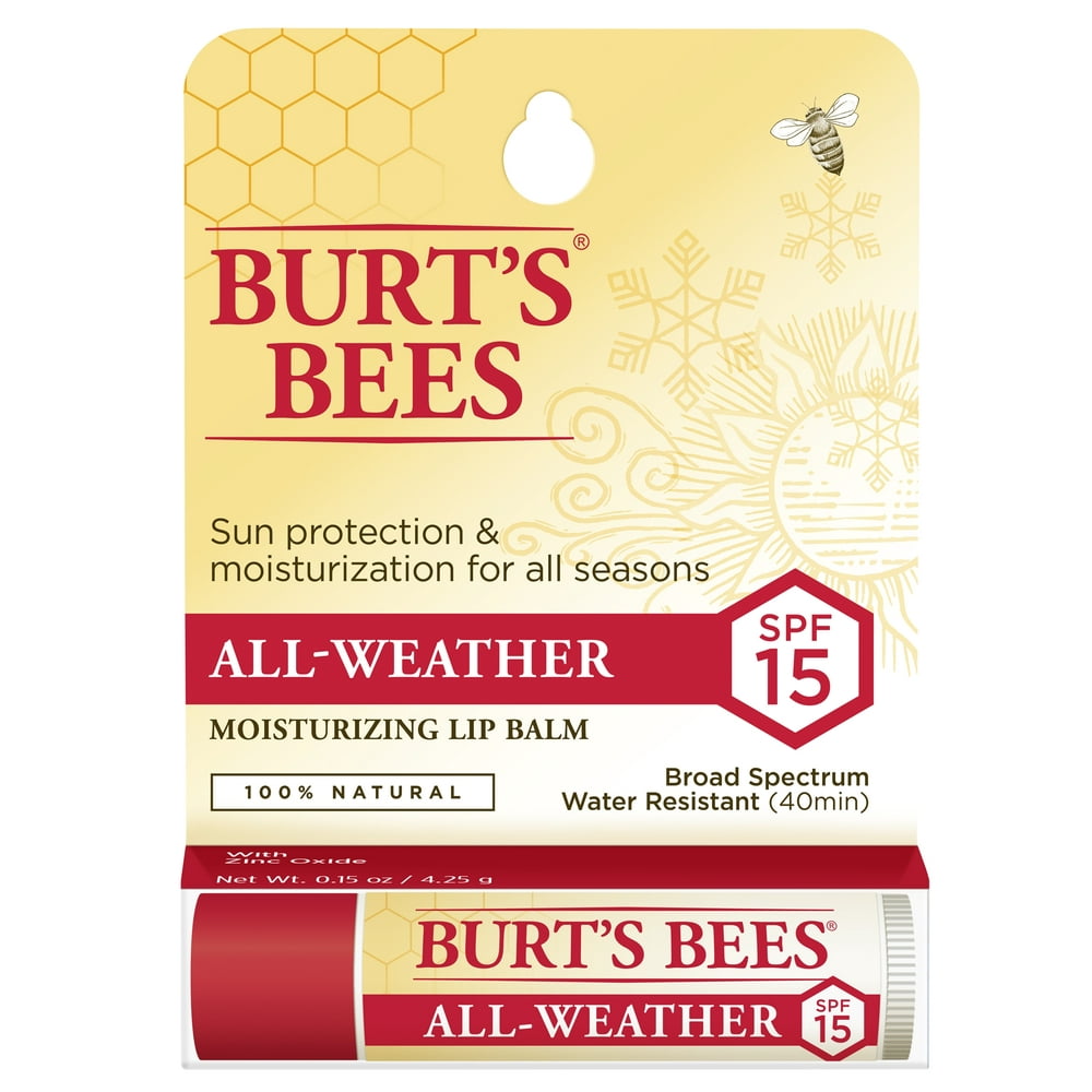 Burt's Bees 100 Natural AllWeather SPF15 Moisturizing Lip Balm, Water