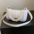 thumbnail image 4 of Embrague Femenino Bolso vagabundo con decoración de cadena de embrague para mujer con hilo bordado (blanco), 4 of 8
