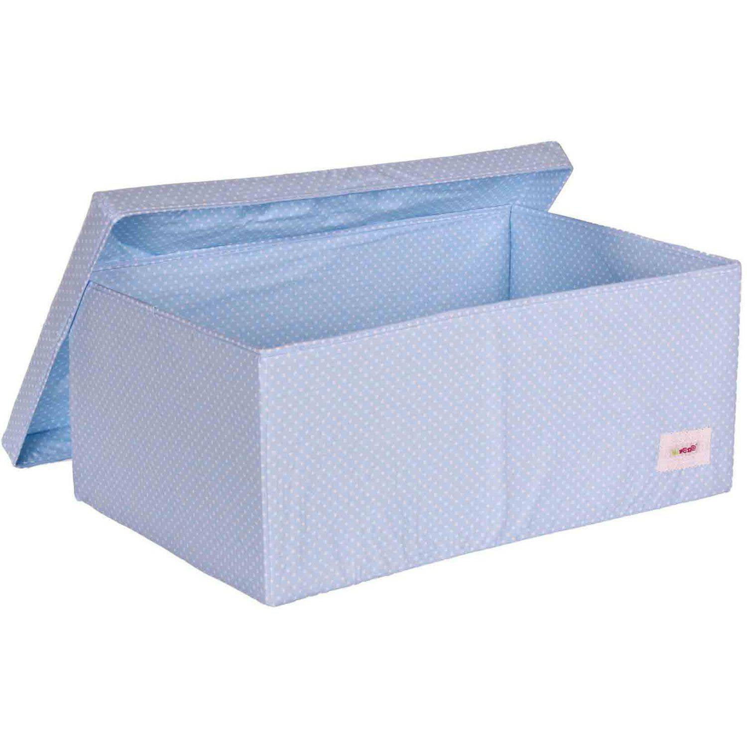 Minene Big Storage Box, Light Blue with Polka Dots