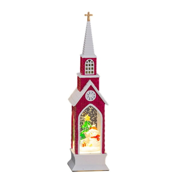 Decoración navideña iluminada, centros de mesa navideños, paisaje navideño, decoración luminosa para decoración de sala de estar , Capilla Roja Macarena Centros de mesa