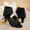 thumbnail image 6 of Women Strappy High Heeled Sandals,2 Inch Stiletto Open Square Toe Heels with Ankle Strap for Wedding Work Dressy Black 6.5, 6 of 7
