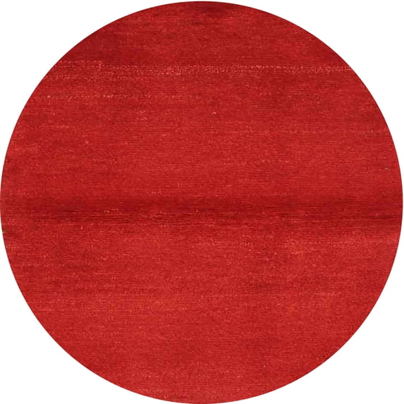 Ahgly Company Indoor Round Contemporary Neon Red Abstract Area Rugs, 3' Round